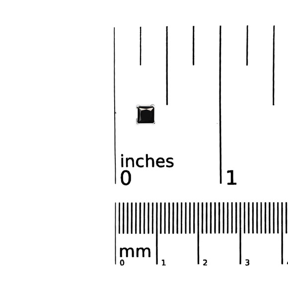 Haus of Brilliance White Gold Princess-Cut Treated Black Diamond Stud Earrings - Picture 3 of 5